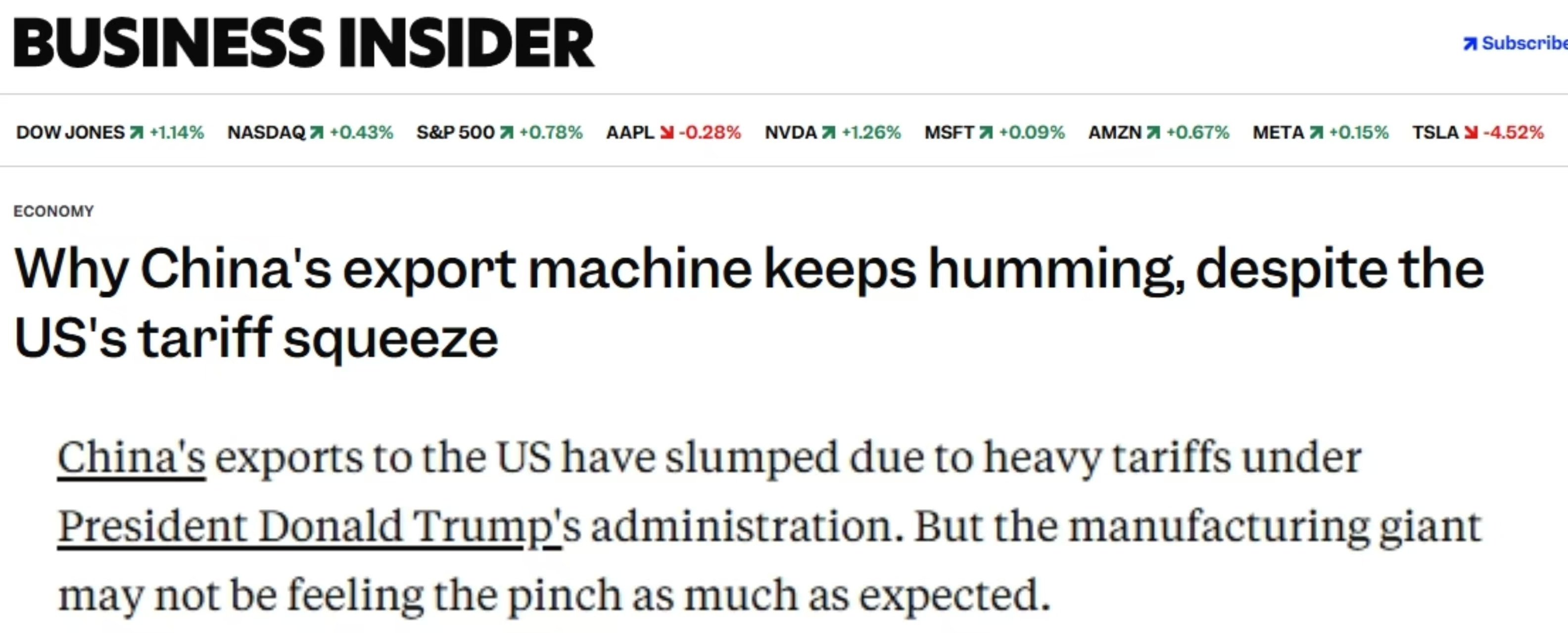 美国《商业内幕》网站报道截图