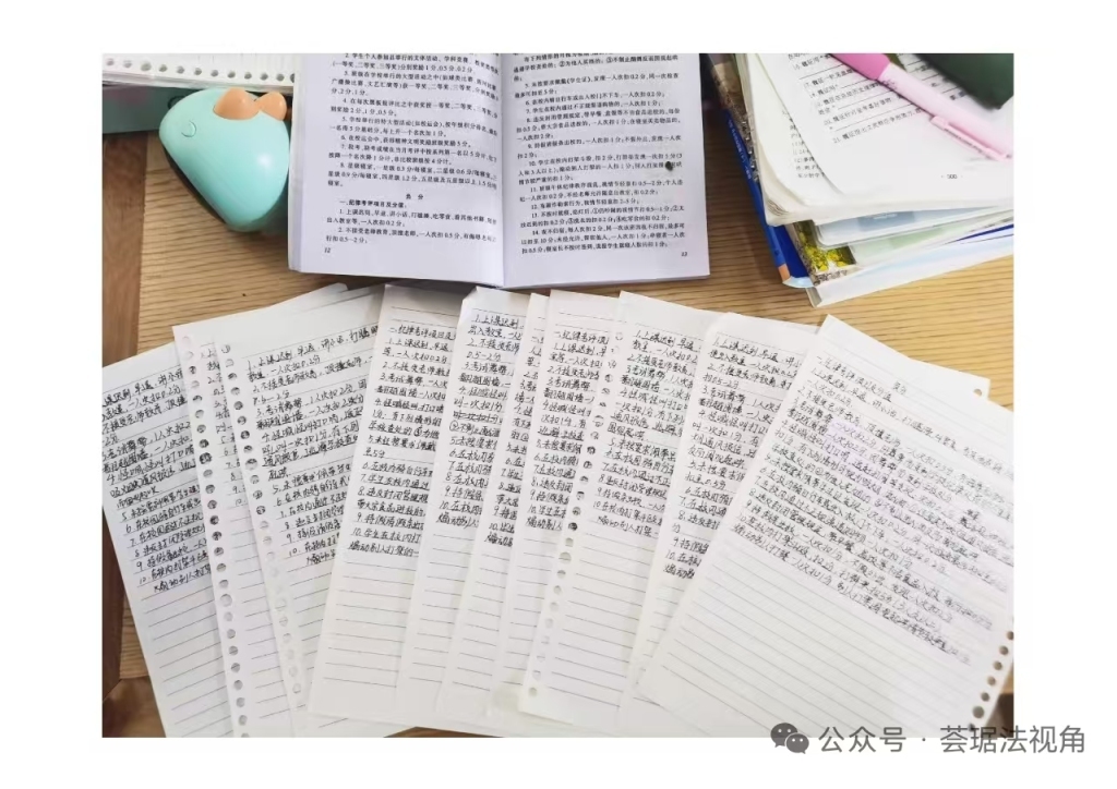 卢小青罚抄的10遍《学生手册》内容。受访者供图