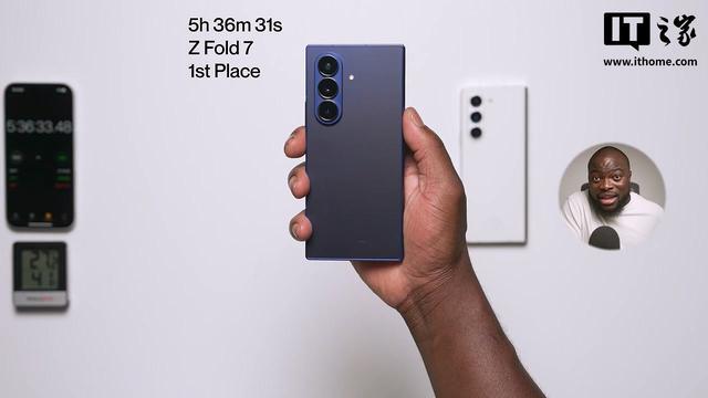 4400mAh:三星Galaxy Z Fold7折叠手机续航实测,较前代略有提升