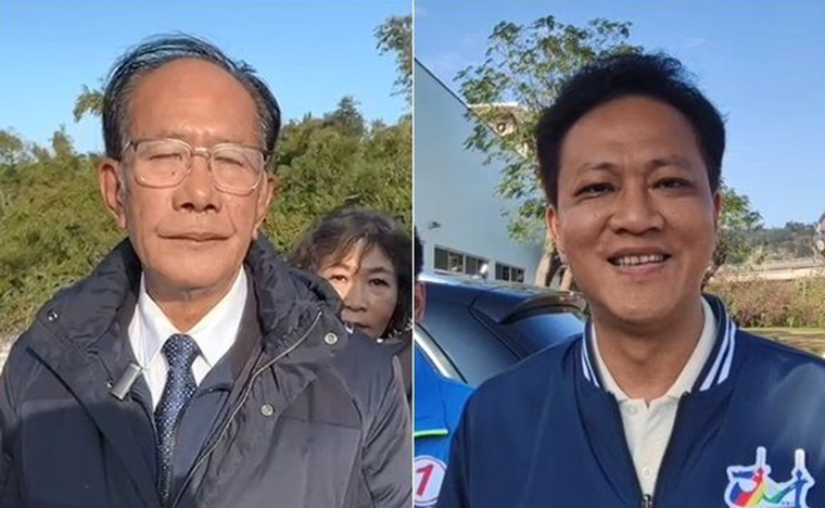 苗栗县蓝营民代陈超明(左)与邱镇军(右) 资料图 图源:台湾东森新闻云
