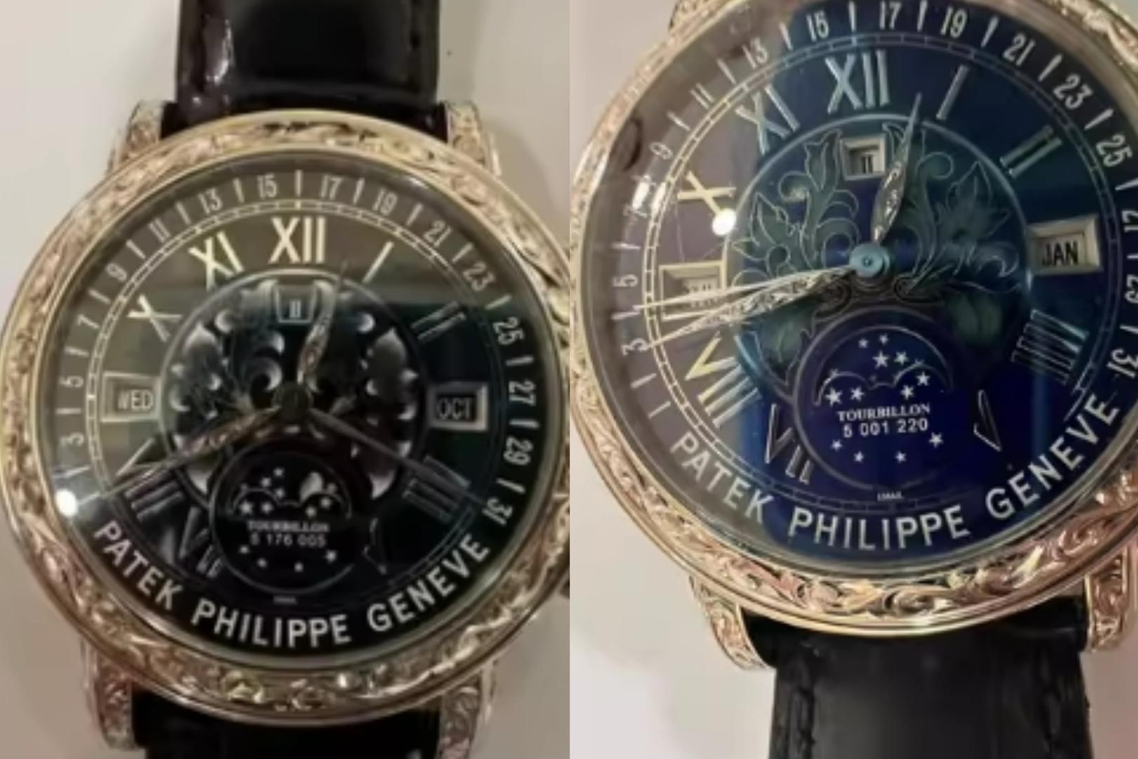 ▲挂拍的两块百达翡丽腕表 图据阿里拍卖
