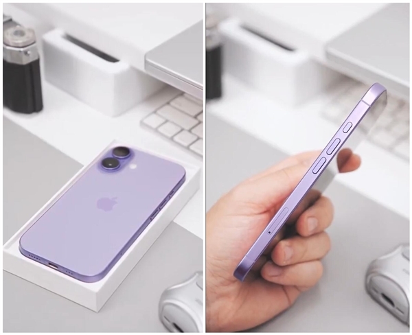 果粉一眼认出是新款!iPhone 17机模紫色开箱上手