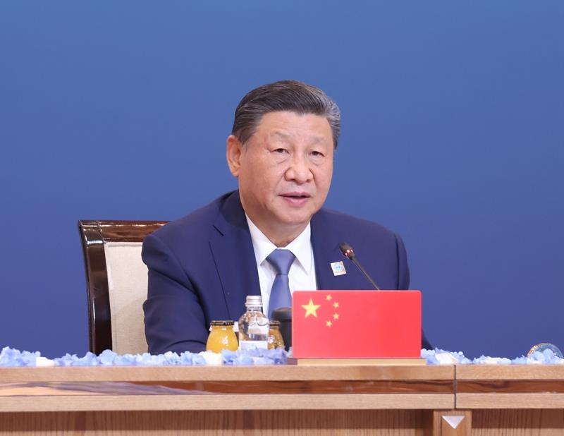 △当地时间2024年7月4日,习近平主席在哈萨克斯坦阿斯塔纳出席“上海合作组织+”阿斯塔纳峰会并发表题为《携手构建更加美好的上海合作组织家园》的重要讲话。