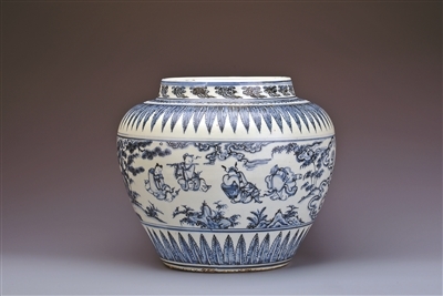 青花八仙人物罐