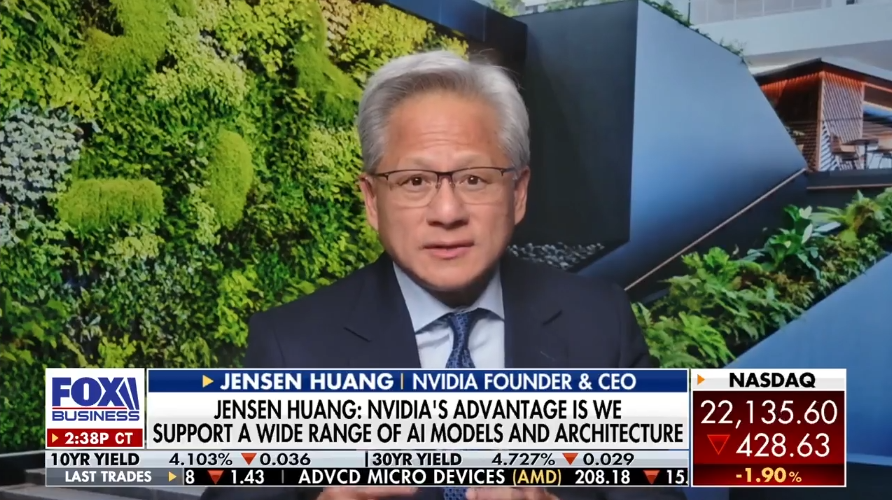 黄仁勋做客福克斯商业频道节目 视频截图