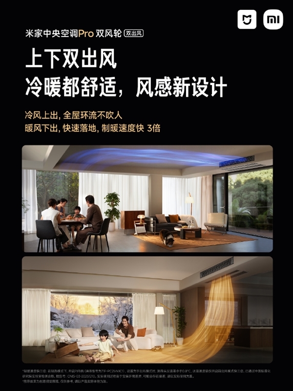 中大户型专属!米家中央空调Pro双风轮最大覆盖190m2 一年电费省约784元