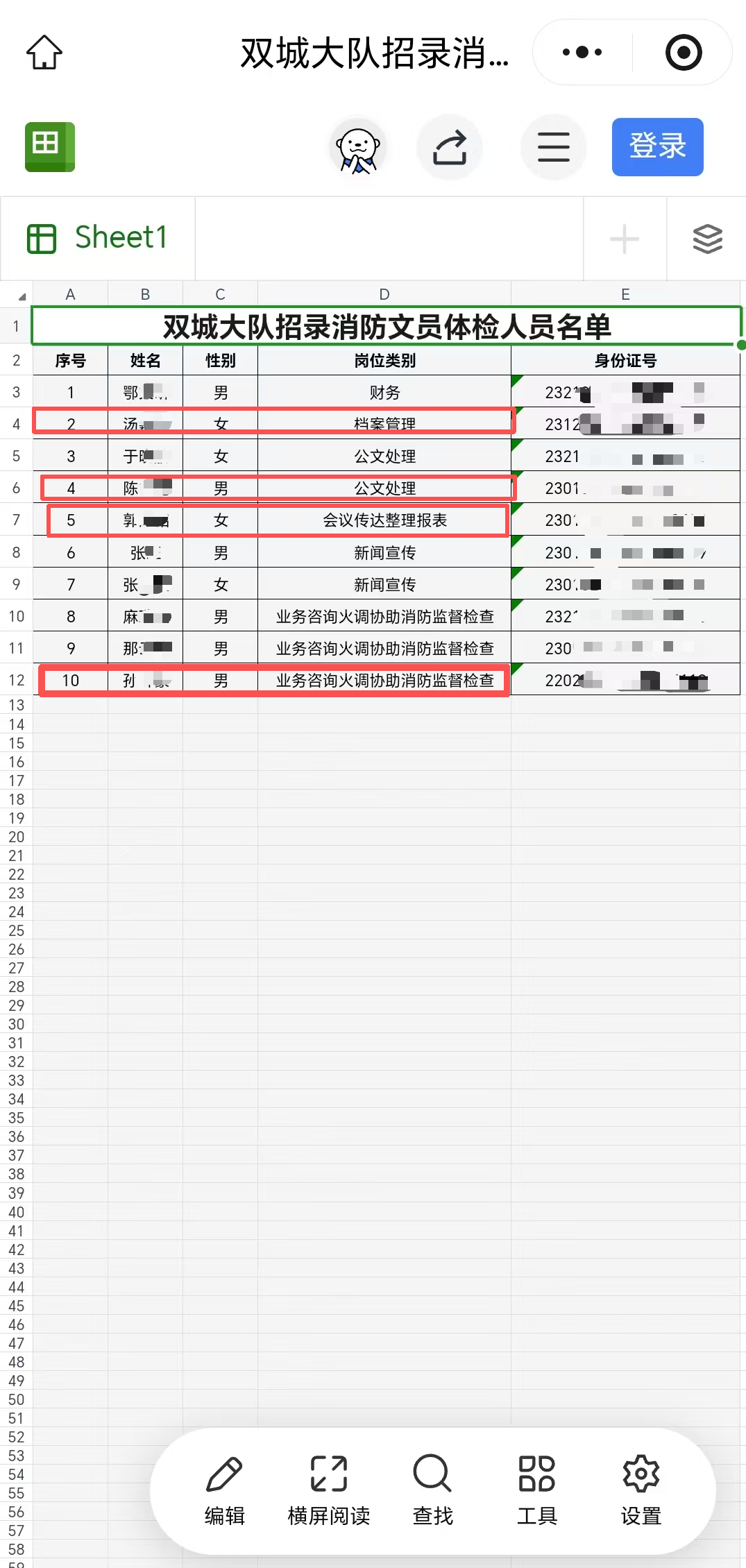 网友发现有四名考生笔试成绩低