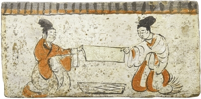 彩绘剪布图 壁画砖 魏晋