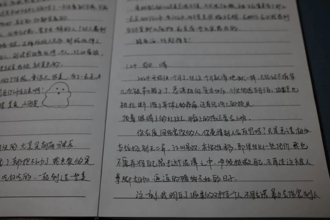 董文卉在日记中记录下了自己遭受的暴力