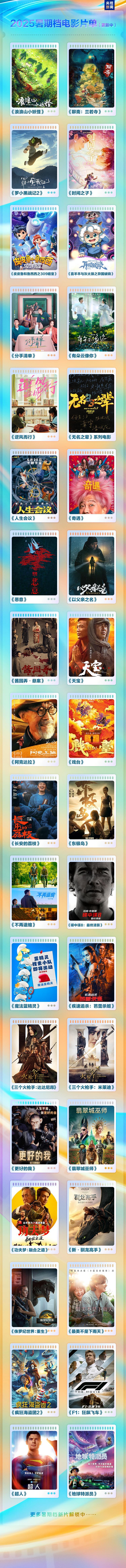超60部定档！2025暑期档电影片单发布