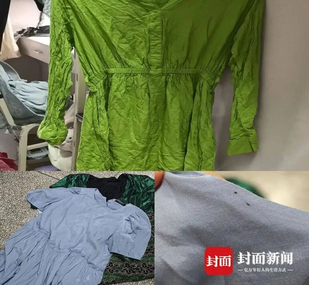 记者实测收到的连衣裙又皱还有污渍