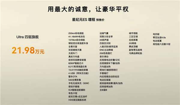 智界R7同款1.5T机 奇瑞星纪元ES增程版预售:16.28万起
