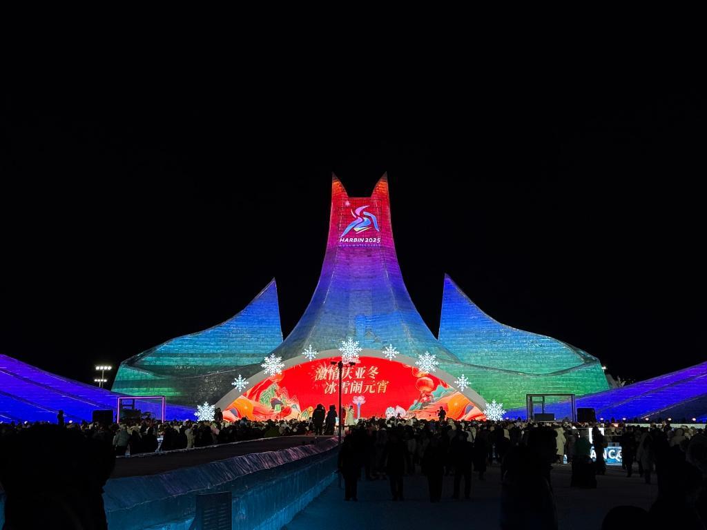 哈尔滨冰雪大世界梦想大舞台演出人气爆棚。新华社记者 杨思琪 摄