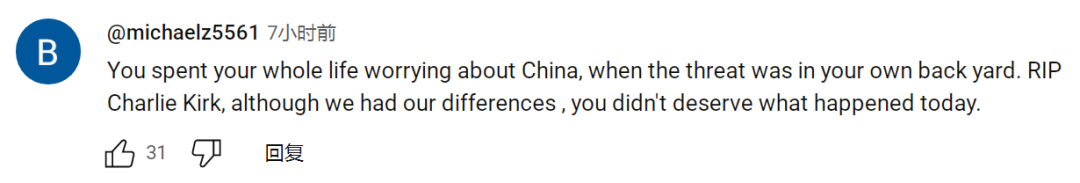 该视频下的一条评论