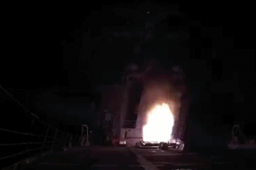 △美国国防部发布的导弹发射画面