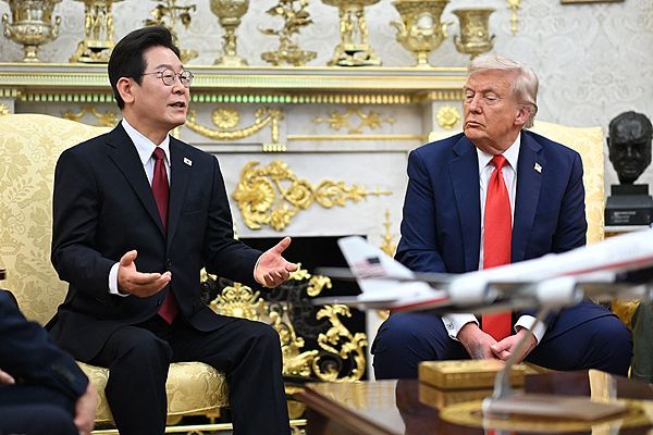 当地时间8月25日，李在明和特朗普在白宫会晤 视觉中国