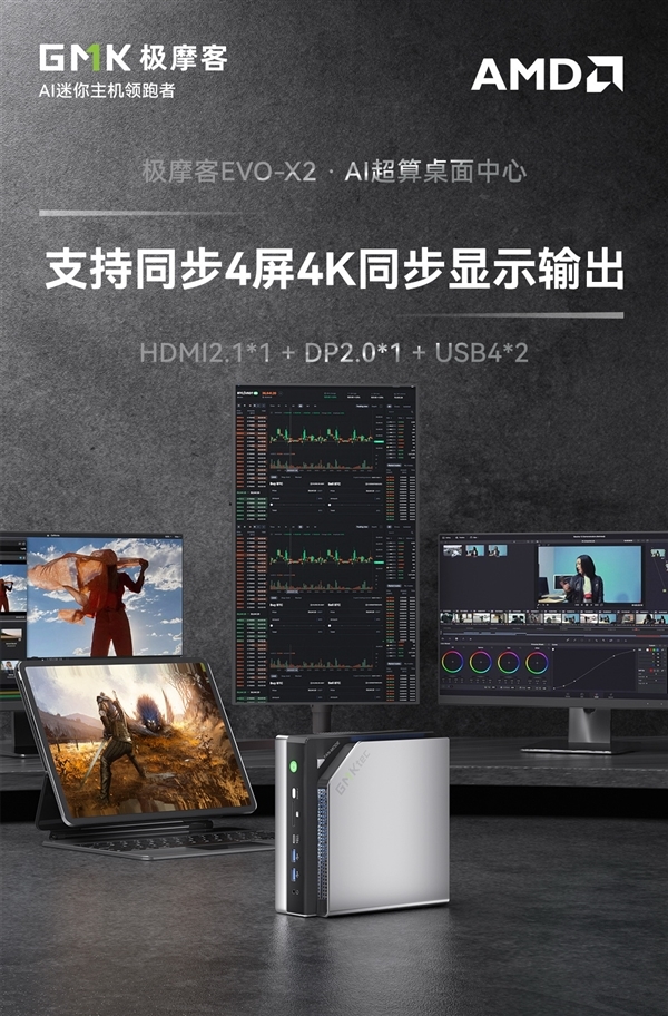 12GB+2TB 14999元!极摩客AMD锐龙AI Max+ 395迷你机变身桌面超算