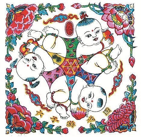武强年画代表作品《六子游戏图》。