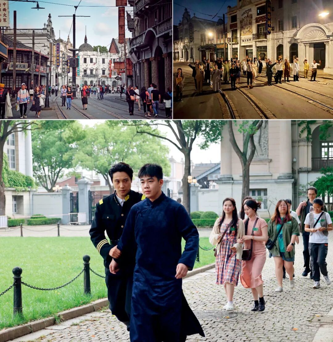 上左图:上海影视乐园街景一角 图/视觉中国