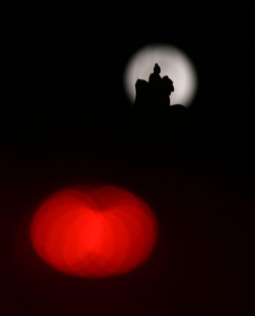 2019年/故宫角楼上的骑凤仙人、圆月与红灯笼/摄影:金良快