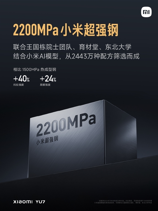 覆盖所有碰撞标准!小米YU7安全防护升级:铠甲笼式车身+全车四门防撞梁