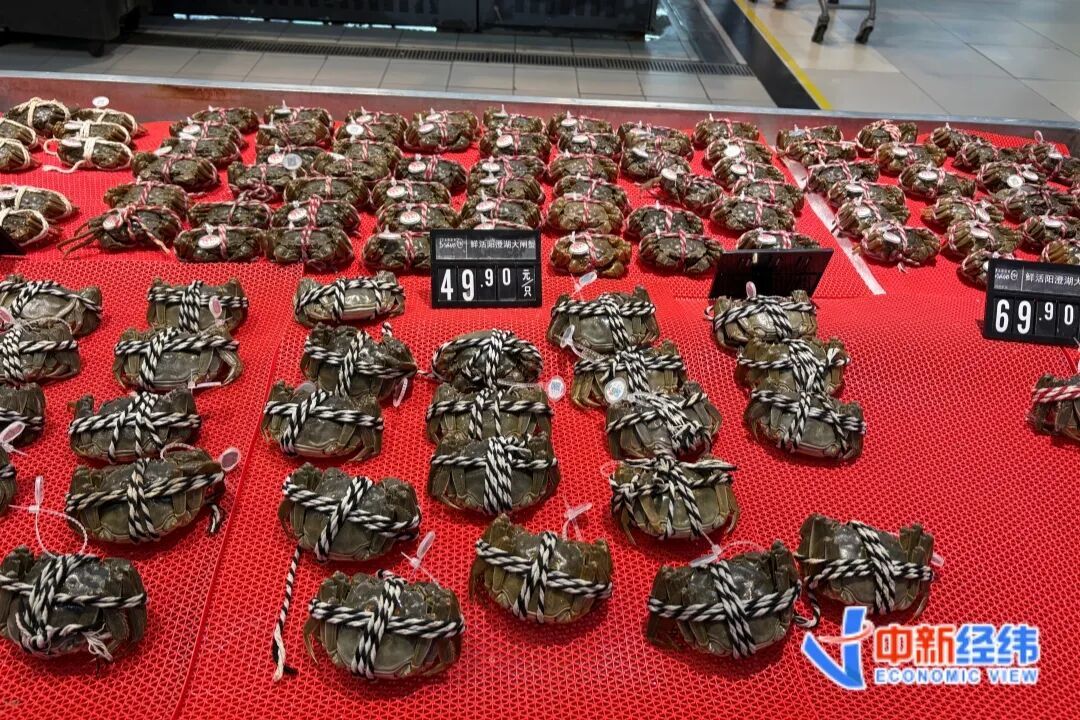 北京某连锁超市内售卖的大闸蟹 中新经纬 闫淑鑫摄