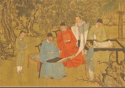 明 谢环《杏园雅集图》局部
