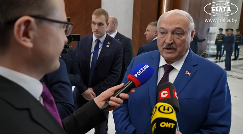 白俄罗斯总统卢卡申科接受采访。白通社视频截图白通社视频截图