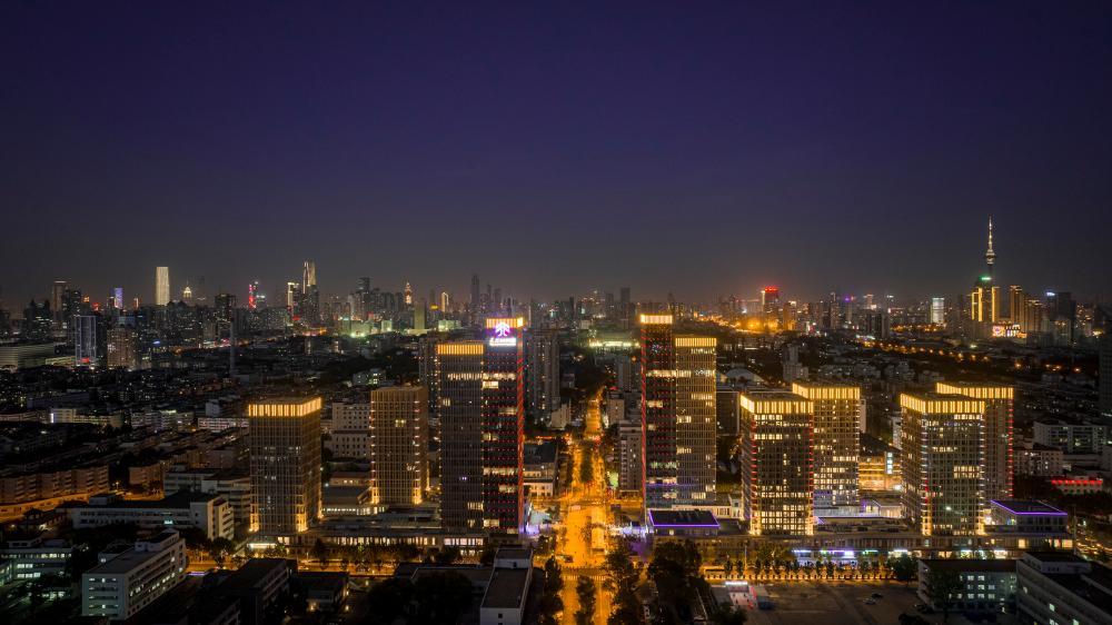 天开园核心区夜景。（新华社记者赵子硕 摄）