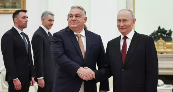 普京在克宫接见欧尔班 俄媒