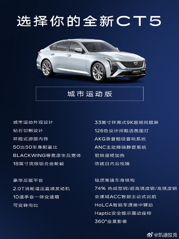 至高价值78000元权益!凯迪拉克全新CT5正式开启预售