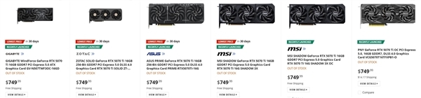 RTX 5070 Ti首发完全没货!6299元原价少得可怜