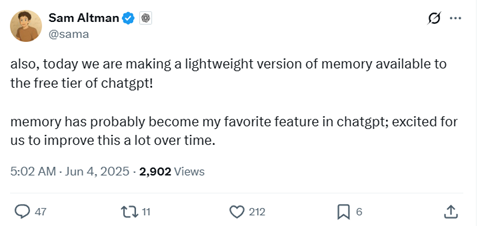 免费使用!OpenAI发布ChatGPT记忆功能,秒变私人助理