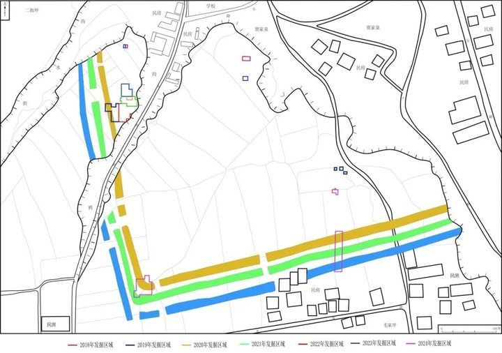 △寺洼遗址历年发掘区及“围壕”分布图。（寺洼遗址联合考古队供图）