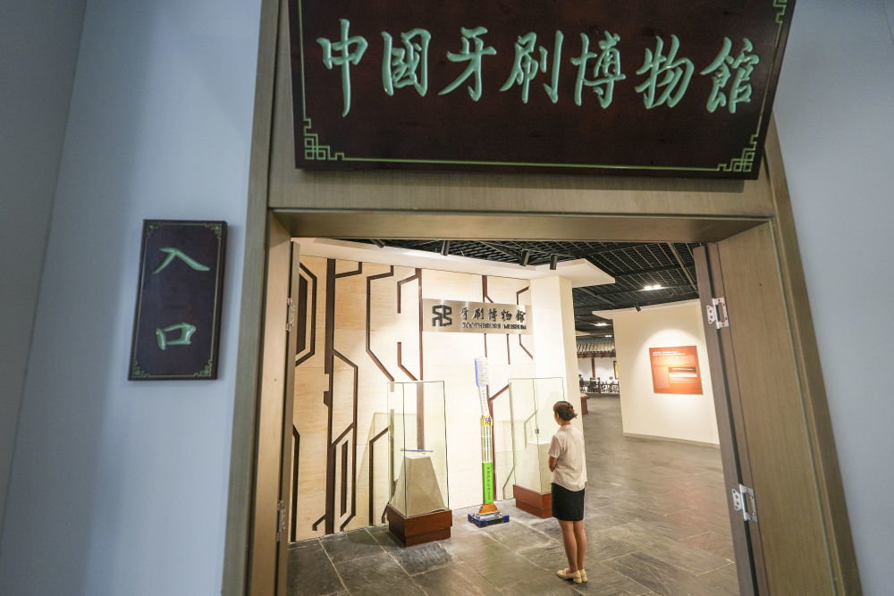 游客在位于杭集镇的中国牙刷博物馆参观。新华社记者 李博 摄