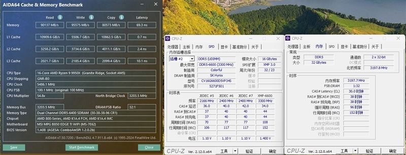 性能与高端X870E持平!微星MPG B850 EDGE TI WIFI主板评测:一键提升10%带宽、降低9ns延迟