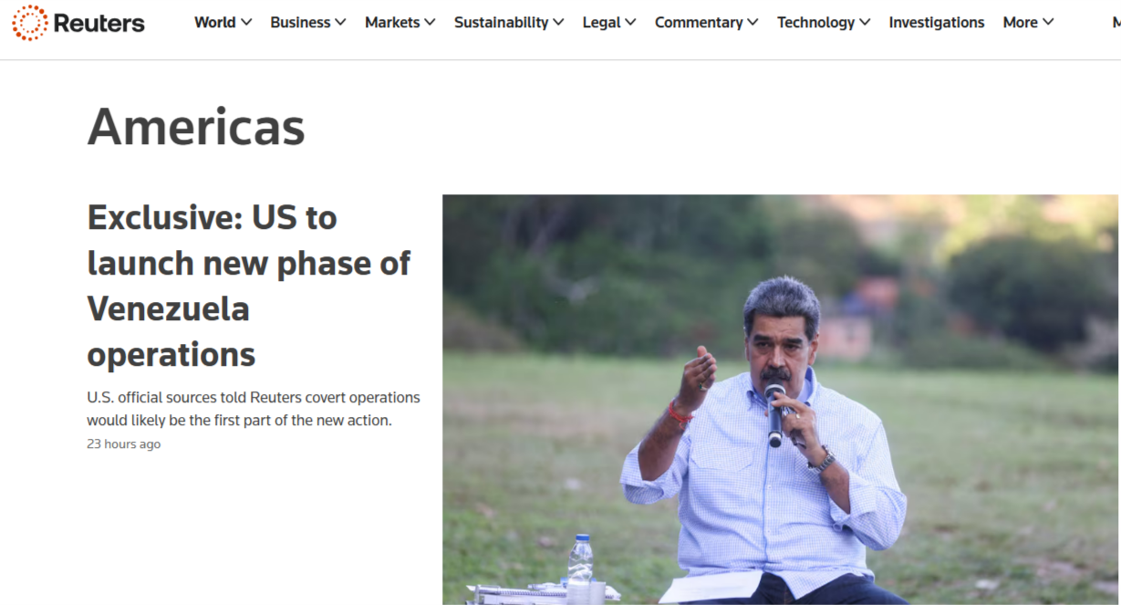 路透社网站报道截图