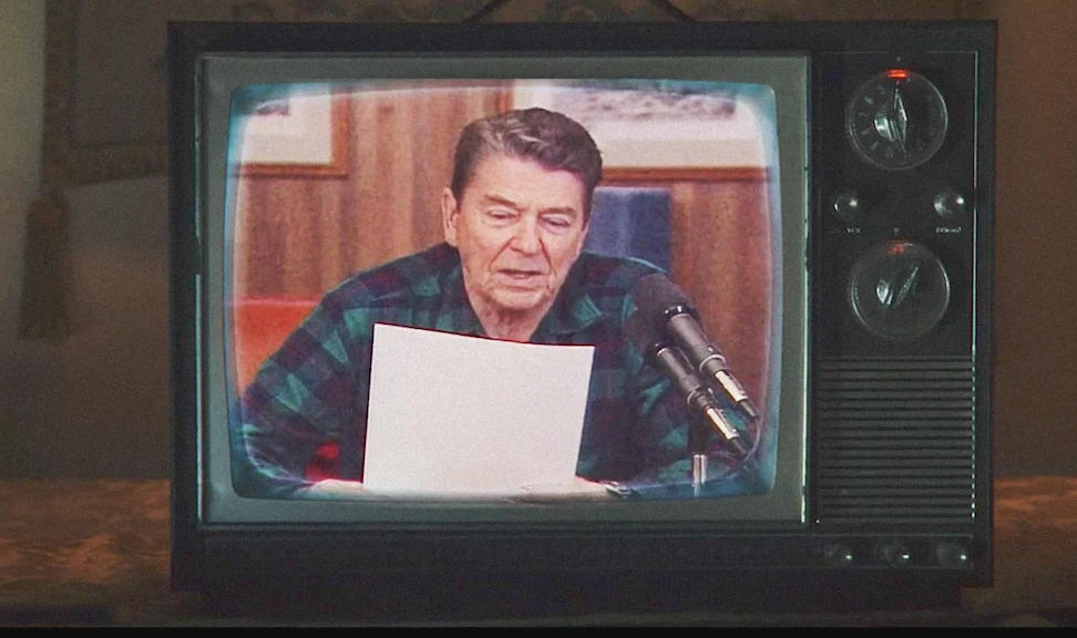 安大略省政府投放的反关税广告,旁白引用了里根的一段演讲。 视频截图