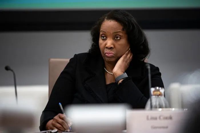 Lisa Cook, Governor of the Federal Reserve, at a board meeting.