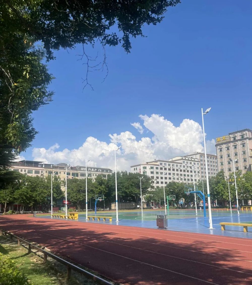 跟朋友在校园里散步聊天，看到蓝天白云没忍住拍了下来，确实很蓝的天，很久没这么放松的感觉了。@Ceci