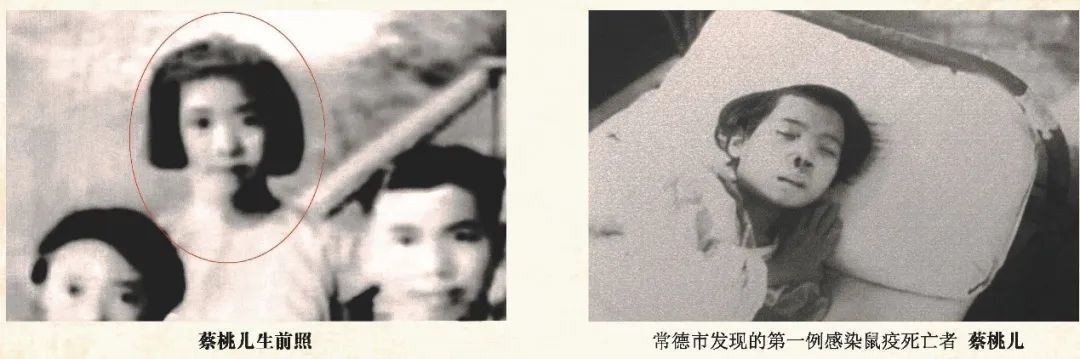 常德细菌战死亡者12岁的蔡桃儿生前和死亡后照片