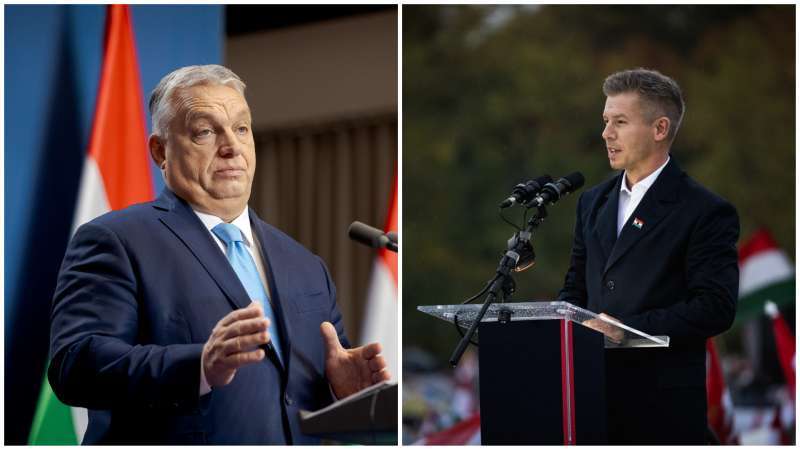 欧尔班(左)与反对党领袖马贾尔(右) 图片转自匈牙利联合报