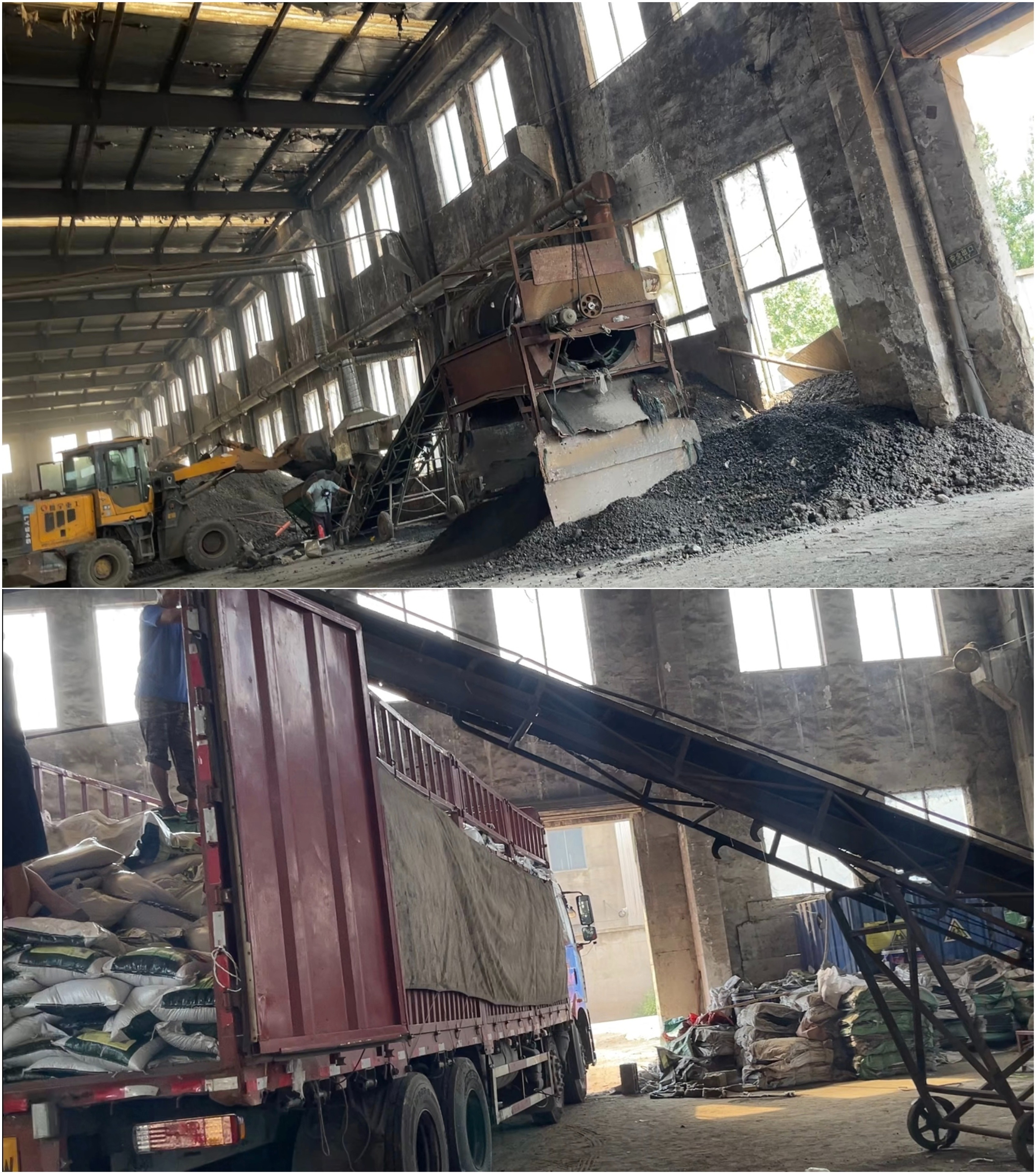 淮安沃隆农业科技有限公司厂房内,过筛原料后打包发货。