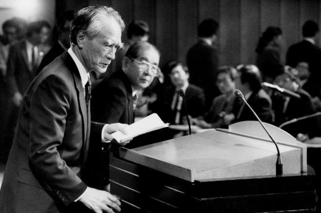 发表“村山谈话”的村山富市 朝日新闻