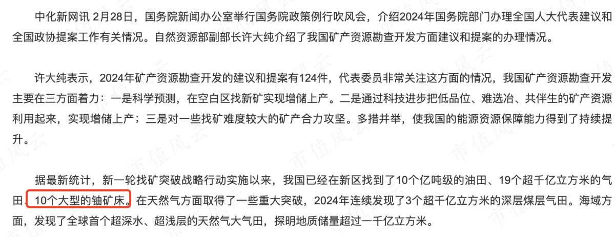 (中国矿产资源勘查开发获重大进展,2025年3月3日)