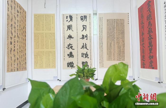 9月5日，在康乐县稼轩文化产业园内，由多地书法爱好者创作的辛弃疾诗词选抄书法作品集中展陈。艾庆龙　摄