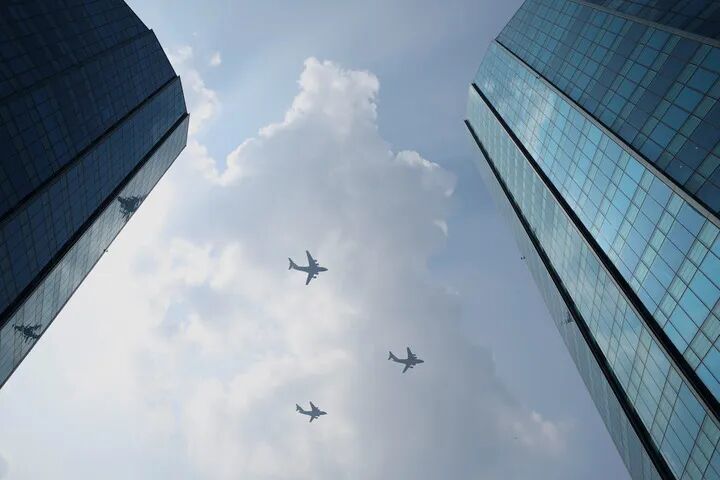 这是运输机梯队。新华社记者 柳文惠 摄