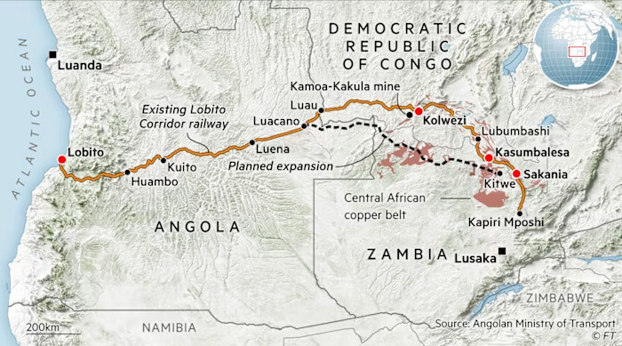 洛比托走廊项目路线图 《金融时报》制图