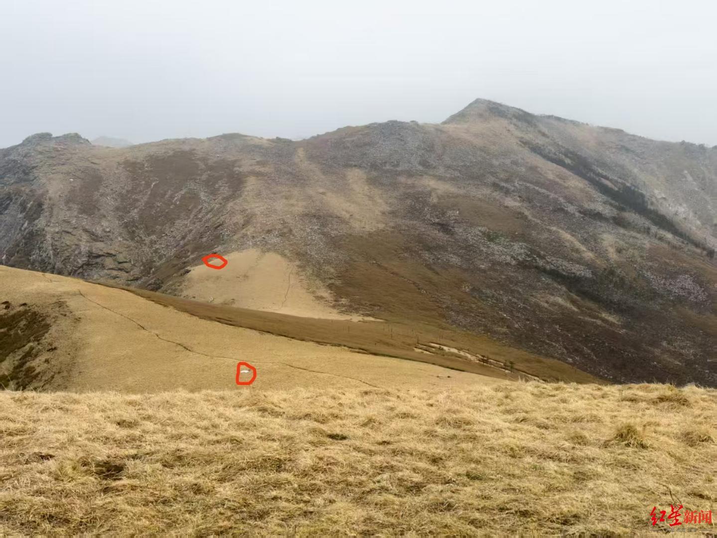 4·21两名失联者的遇难地点(红圈部分)