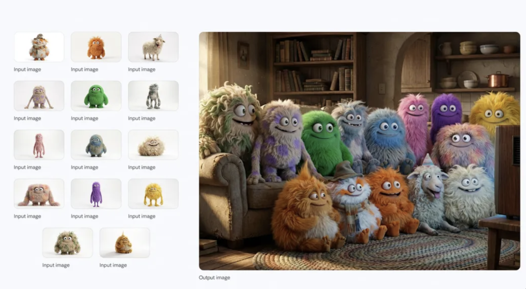 提示词:一个中景镜头,14个毛茸茸的小家伙并排挤在一张米色旧布艺沙发上和地板上。它们都面向前方,看着一台老式木盒电视机,电视机放在沙发前的一张矮木桌上。房间光线昏暗,左侧窗户透进温暖的光线,电视机的光芒照亮了小家伙们的脸庞和毛茸茸的触感。背景是一个温馨略显凌乱的客厅,铺着编织地毯,书架上摆放着旧书,远处可见一些质朴的厨房元素。整体氛围温暖、舒适而又充满趣味。